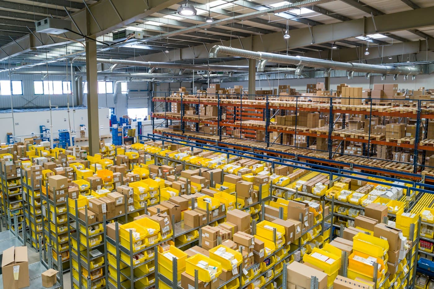 Parcels on sorting racks